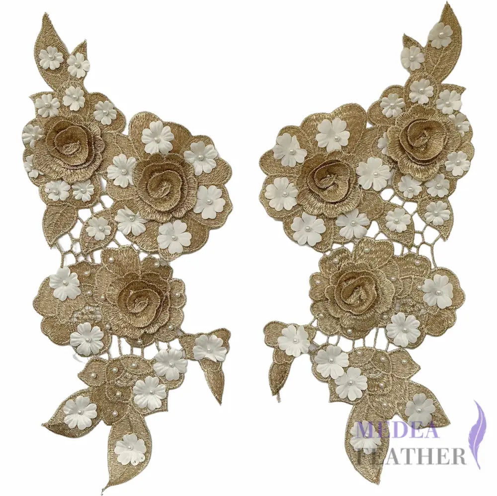 3D Embroidered Flower Fabric Beaded Pearl Lace Applique 4 (Copy) - style 07