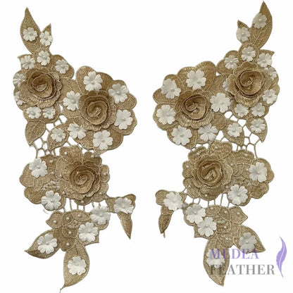 3D Embroidered Flower Fabric Beaded Pearl Lace Applique 4 (Copy) - style 07