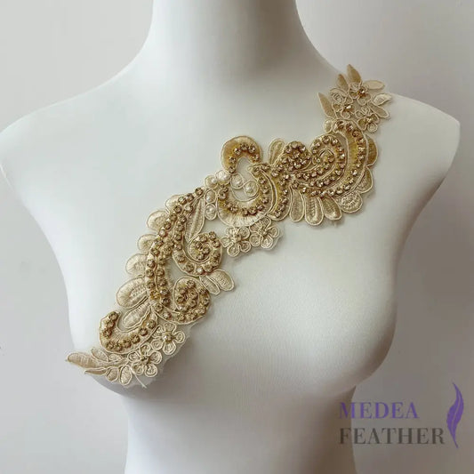 3D Embroidered Flower Fabric Beaded Pearl Lace Applique 3 (Copy)