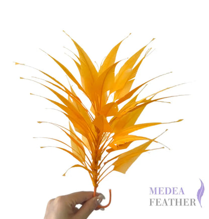 3D Wrapping Spiky Arrow Goose Feather Wired Hat Mount - DS2607 - #25 saffron