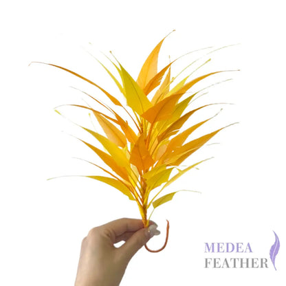 3D Wrapping Spiky Arrow Goose Feather Wired Hat Mount - DS2607 - #25 saffron & #58 yellow