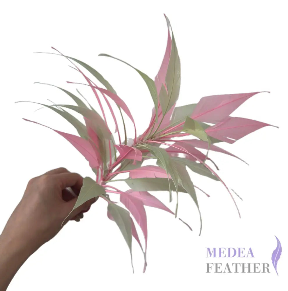 3D Wrapping Spiky Arrow Goose Feather Wired Hat Mount - DS2607 - #51 pink & #55 mint green