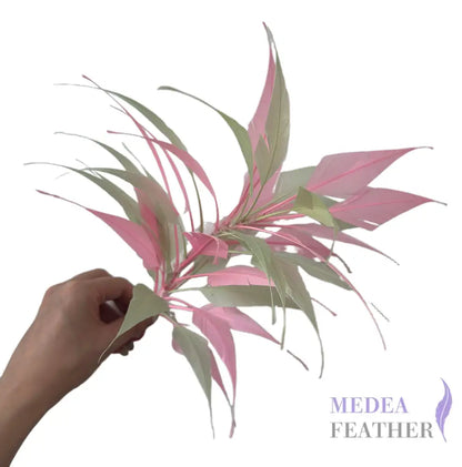 3D Wrapping Spiky Arrow Goose Feather Wired Hat Mount - DS2607 - #51 pink & #55 mint green