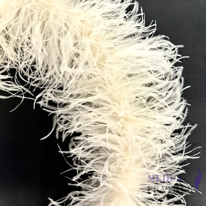 4 Ply Ostrich Feather Fringe Feather Boa (2 yards) 01 ivory