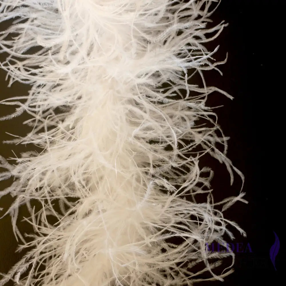 4 Ply Ostrich Feather Fringe Feather Boa (2 yards) #02 white