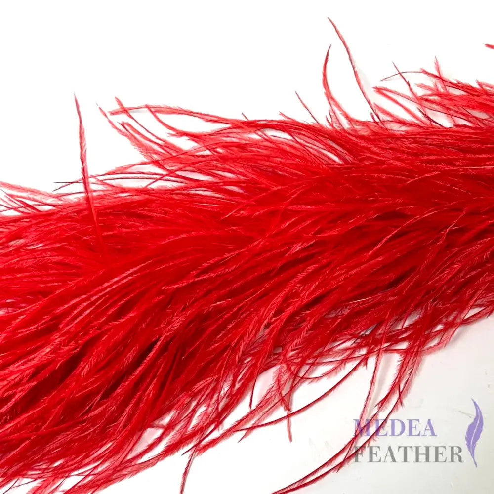 4 Ply Ostrich Feather Fringe Feather Boa (2 yards) #22 red