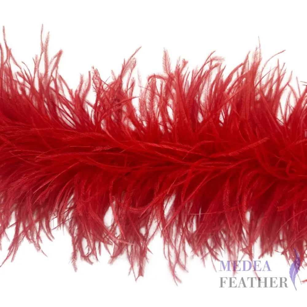 4 Ply Ostrich Feather Fringe Feather Boa (2 yards) #22 red
