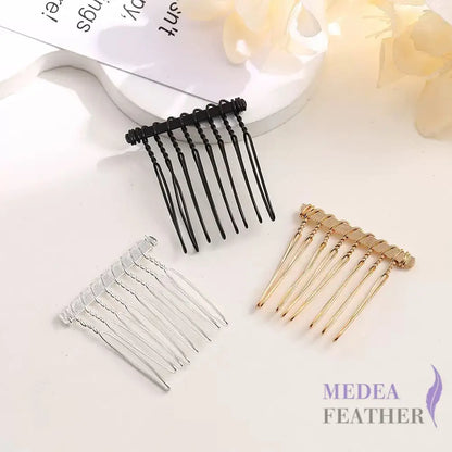 4cm 8Teeth Metal Hair Comb - Pack of 10 Silver