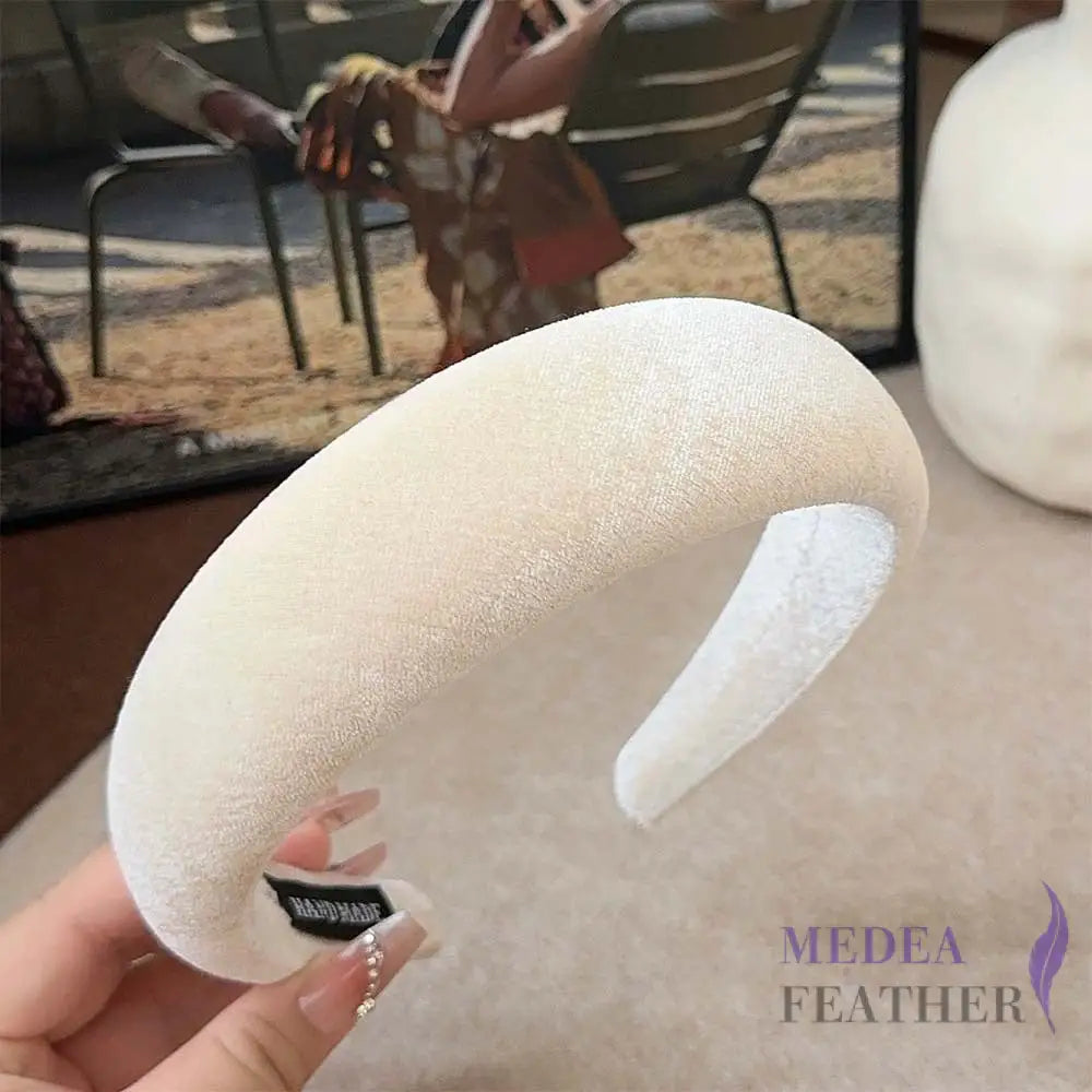 40mm Velvet Padded Headband 1 Piece / #02 white