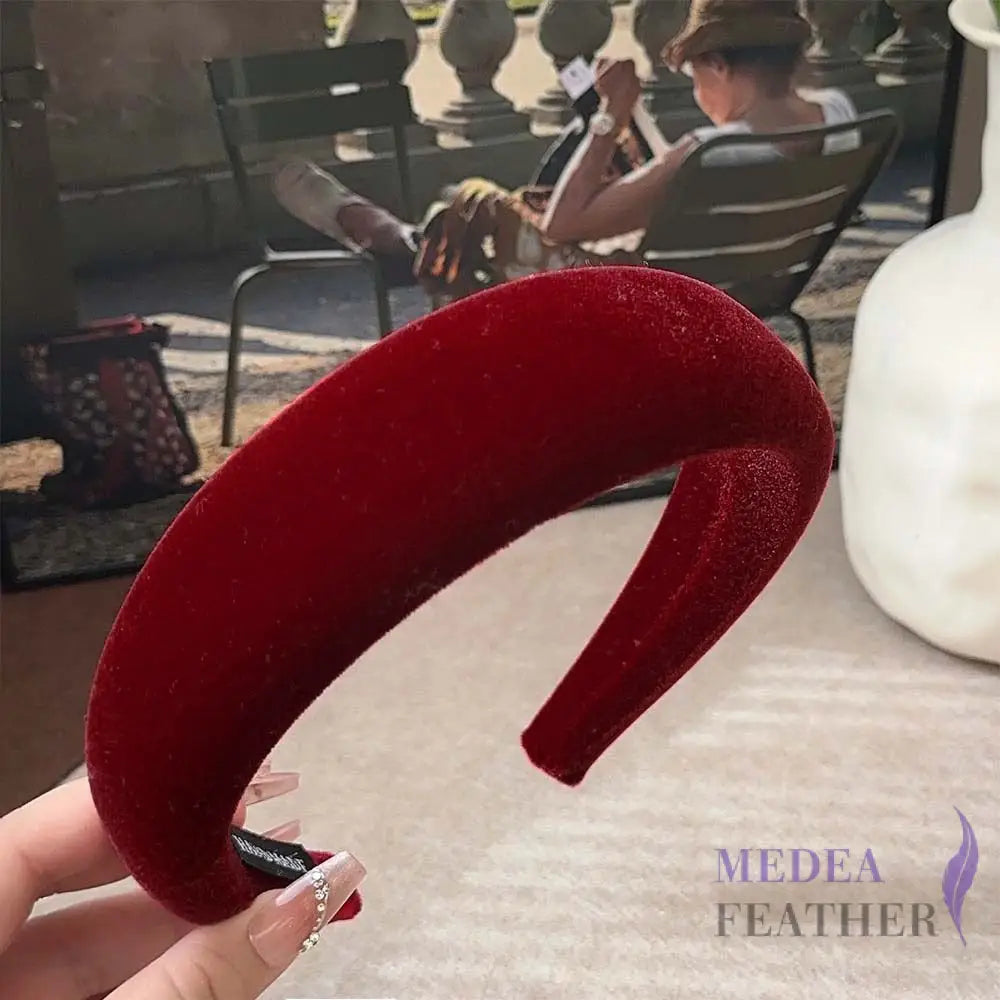 40mm Velvet Padded Headband 1 Piece / #23 tango red
