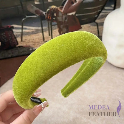 40mm Velvet Padded Headband 1 Piece / #57 cress green