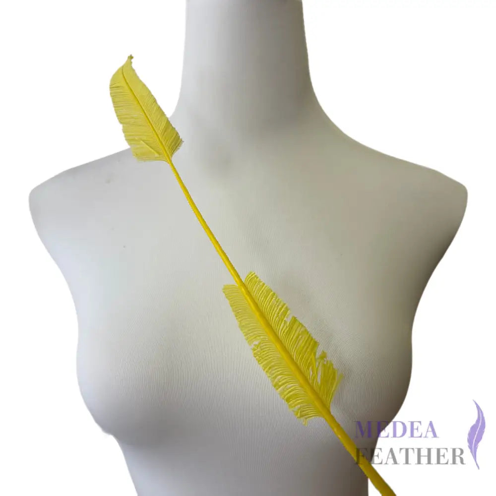 50cm Stripped Ostrich Feather Plume - Neon yellow
