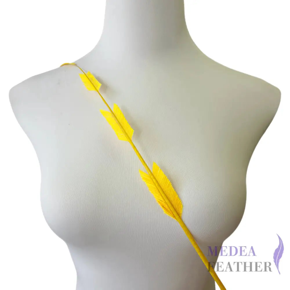 50cm Stripped Ostrich Feather Plume - Yellow