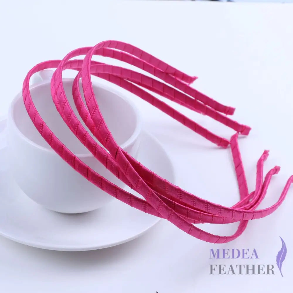 5mm Ribbon Covered Narrow Metal Alice Band Headband Hair Band cerise