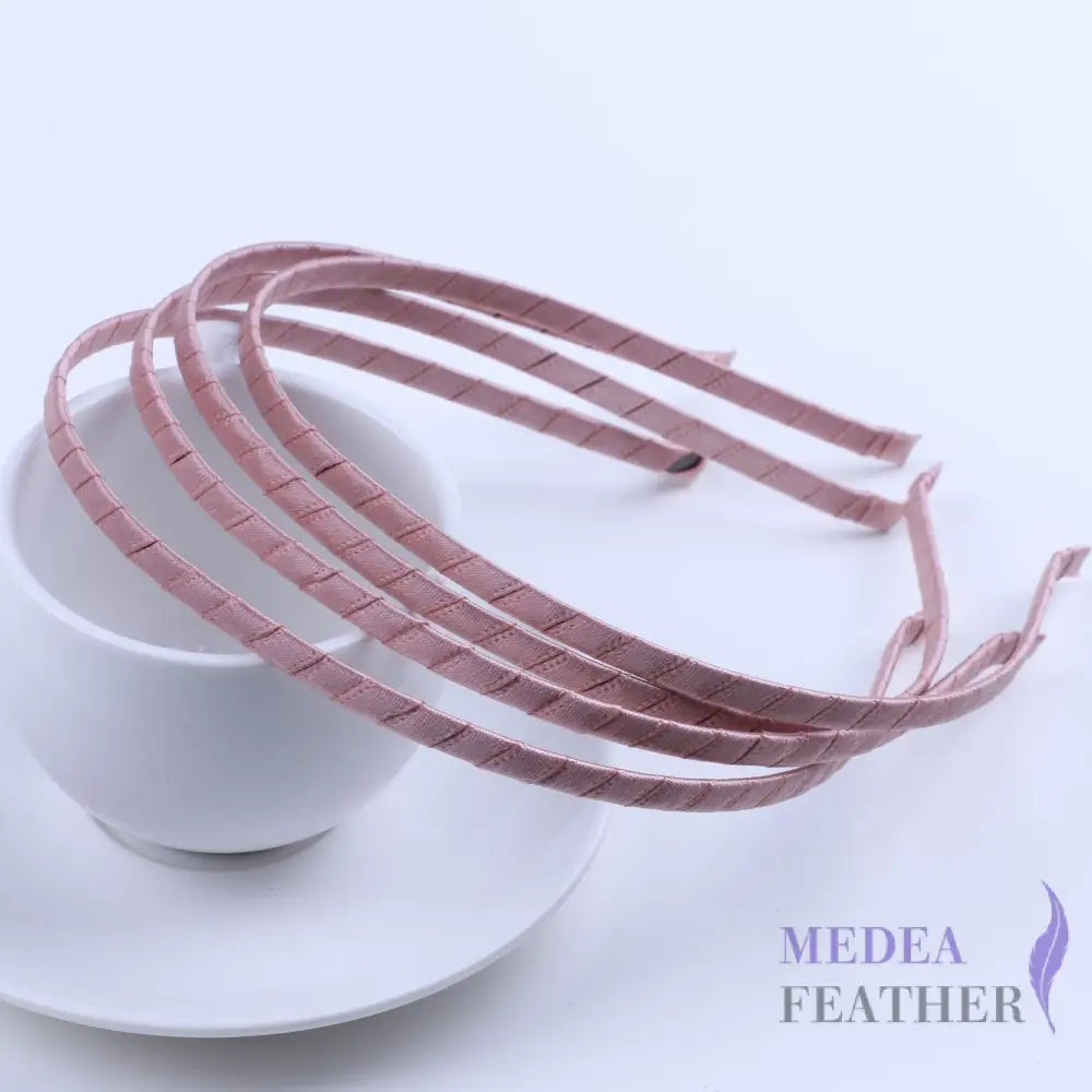 5mm Ribbon Covered Narrow Metal Alice Band Headband Hair Band dusty pink