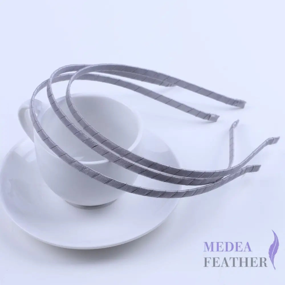 5mm Ribbon Covered Narrow Metal Alice Band Headband Hair Band grey