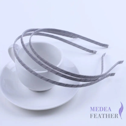 5mm Ribbon Covered Narrow Metal Alice Band Headband Hair Band grey