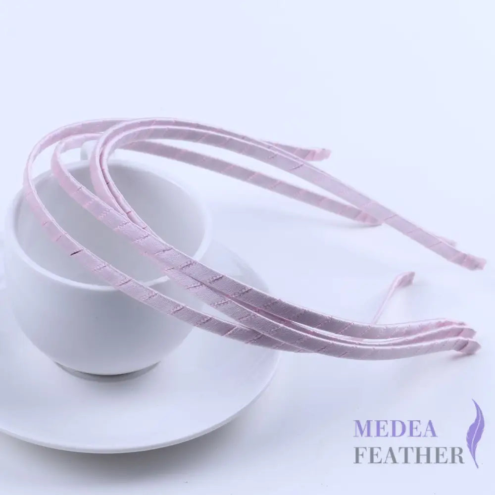 5mm Ribbon Covered Narrow Metal Alice Band Headband Hair Band pink