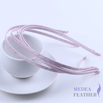 5mm Ribbon Covered Narrow Metal Alice Band Headband Hair Band pink