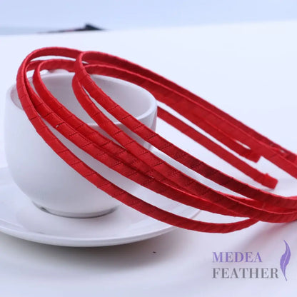 5mm Ribbon Covered Narrow Metal Alice Band Headband Hair Band red