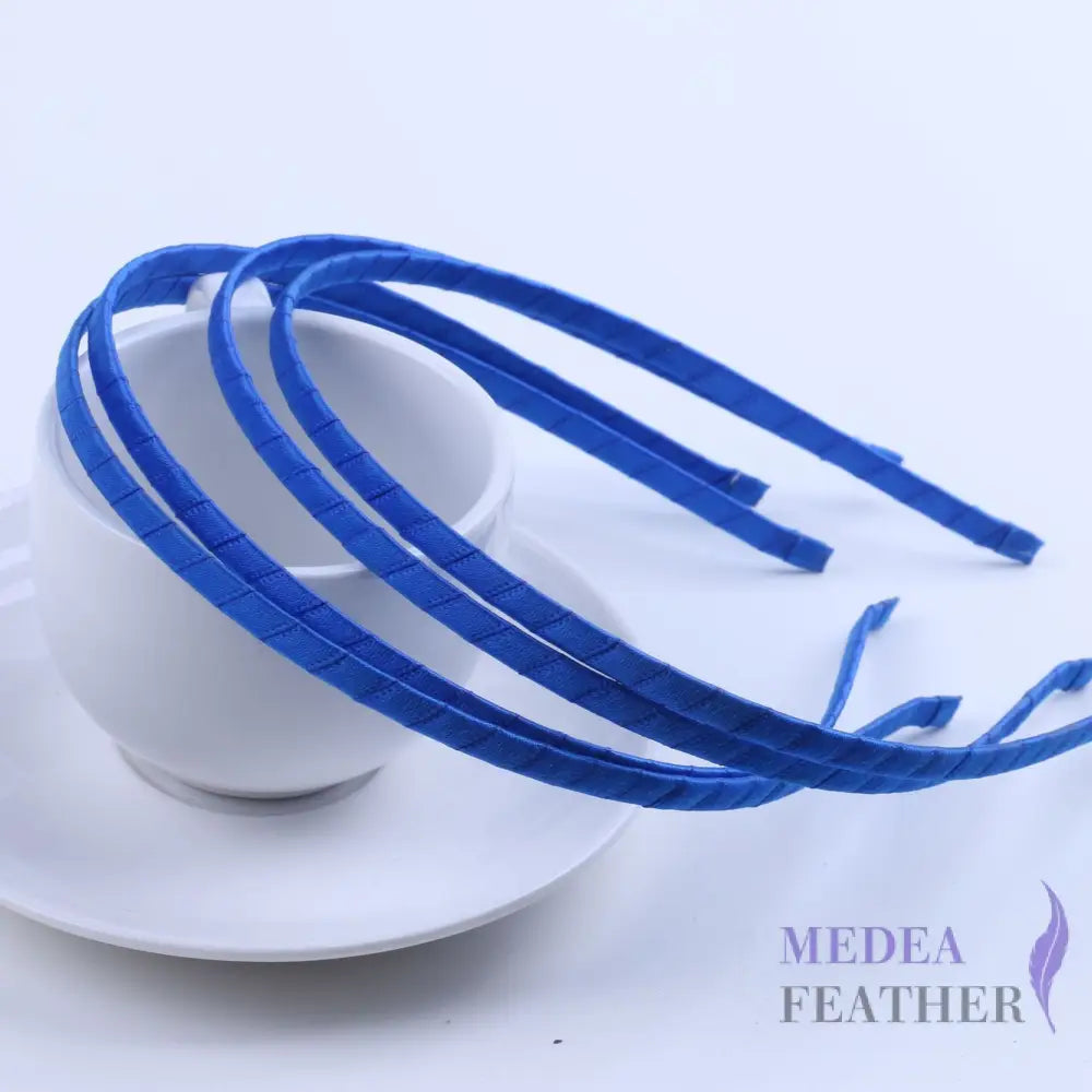 5mm Ribbon Covered Narrow Metal Alice Band Headband Hair Band royal blue