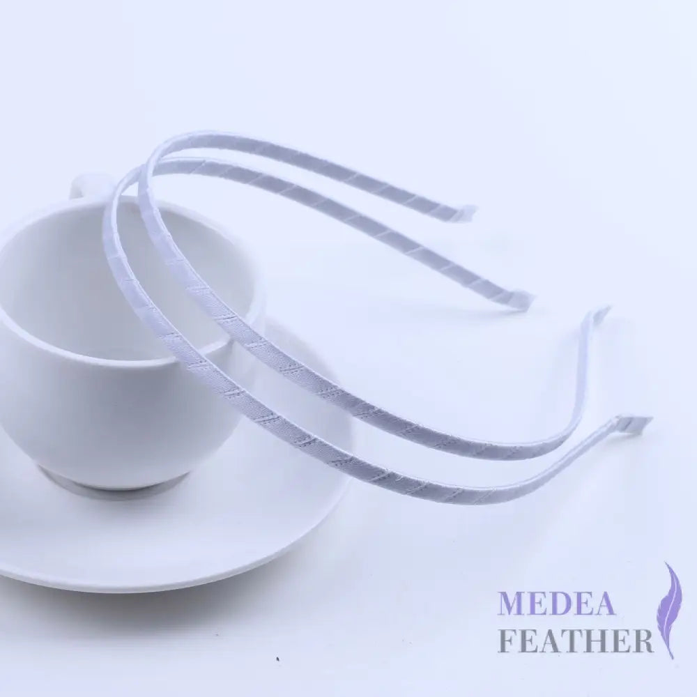 5mm Ribbon Covered Narrow Metal Alice Band Headband Hair Band white