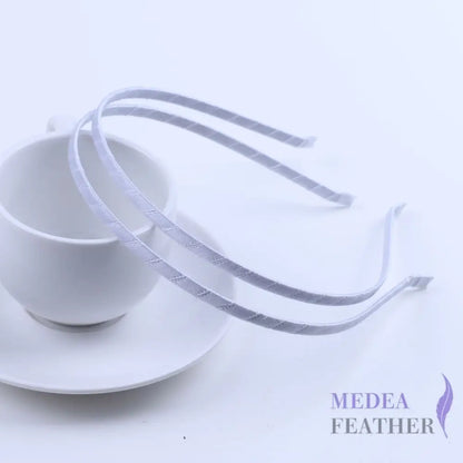 5mm Ribbon Covered Narrow Metal Alice Band Headband Hair Band white