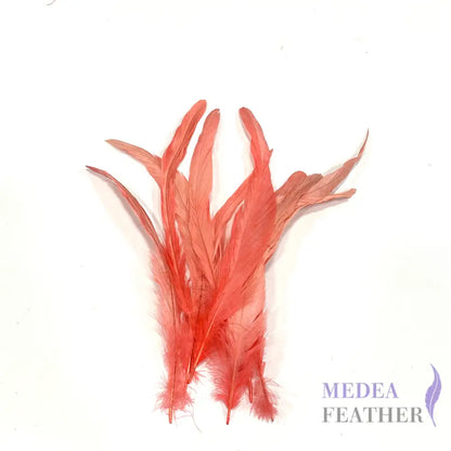 8’’-10’’ Dyed Rooster Coque Tail Feathers- 25 pieces #30 coral