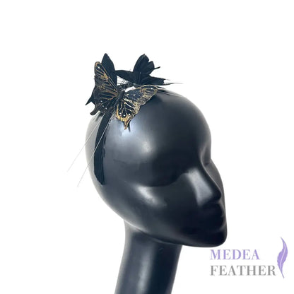 8cm wide Handmade Silver and Gold Feather Butterflies