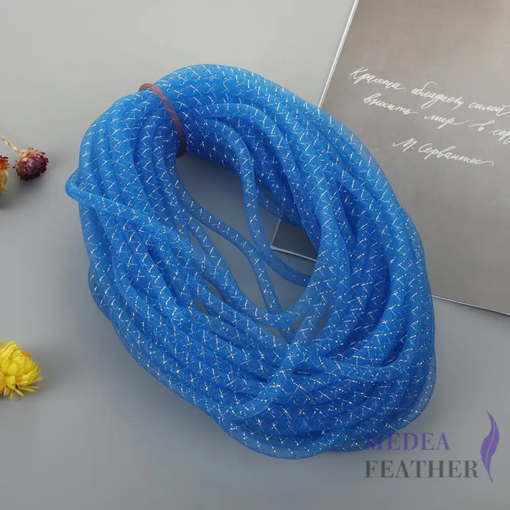 8mm Lurex Thread Tub Crinoline Blue + Silver / 1 meter