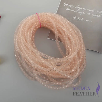 8mm Lurex Thread Tub Crinoline Blush + Silver / 1 meter