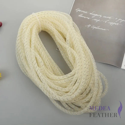 8mm Lurex Thread Tub Crinoline Cream + Gold / 1 meter