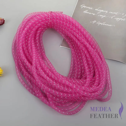 8mm Lurex Thread Tub Crinoline Hot Pink + Silver / 1 meter
