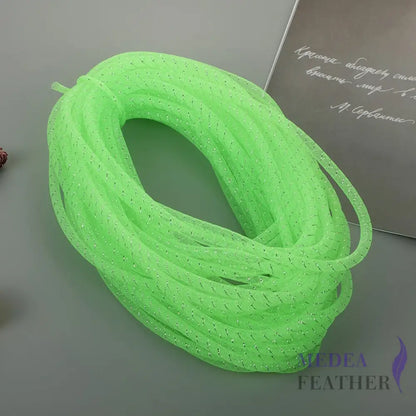 8mm Lurex Thread Tub Crinoline Neon Green + Silver / 1 meter