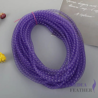 8mm Lurex Thread Tub Crinoline Purple + Silver / 1 meter