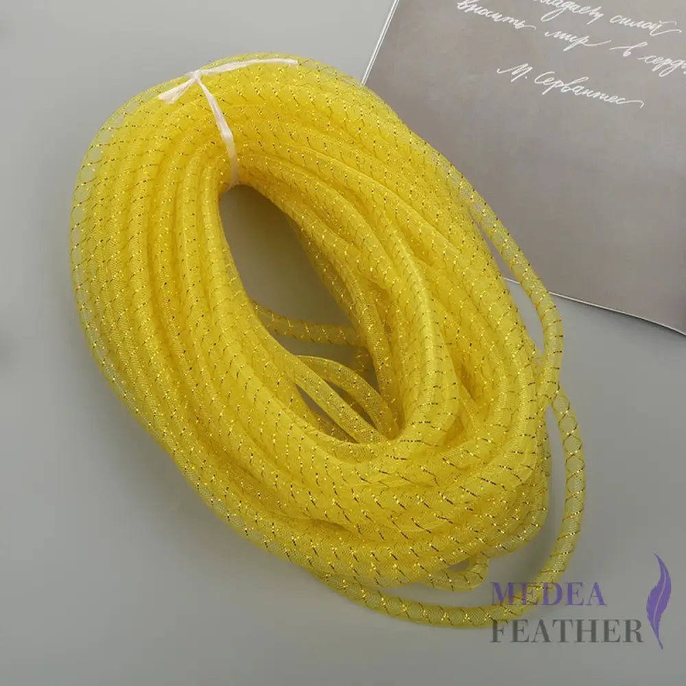 8mm Lurex Thread Tub Crinoline Yellow + Gold / 1 meter