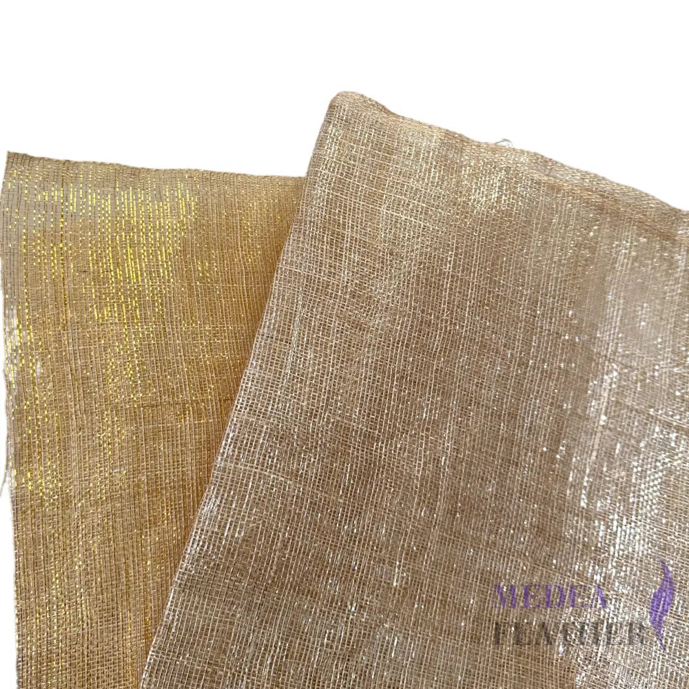 90cm Wide Stiffened Lurex Gold Silver Thread Sinamay Fabric 1 Meter | Millinery Hat Making