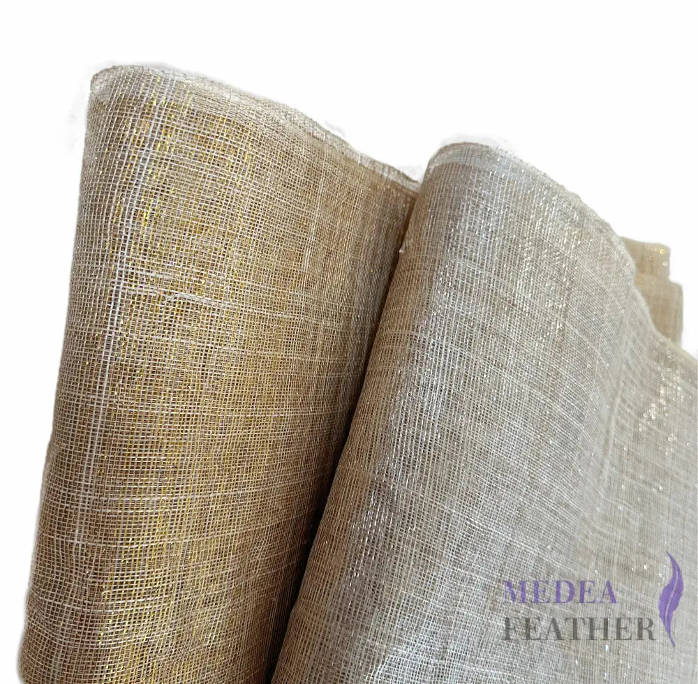 90cm Wide Stiffened Lurex Gold Silver Thread Sinamay Fabric 1 Meter | Millinery Hat Making