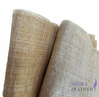 90cm Wide Stiffened Lurex Gold Silver Thread Sinamay Fabric 1 Meter | Millinery Hat Making