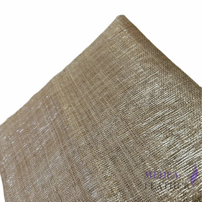 90cm Wide Stiffened Lurex Gold Silver Thread Sinamay Fabric 1 Meter | Millinery Hat Making - Natural with Silver