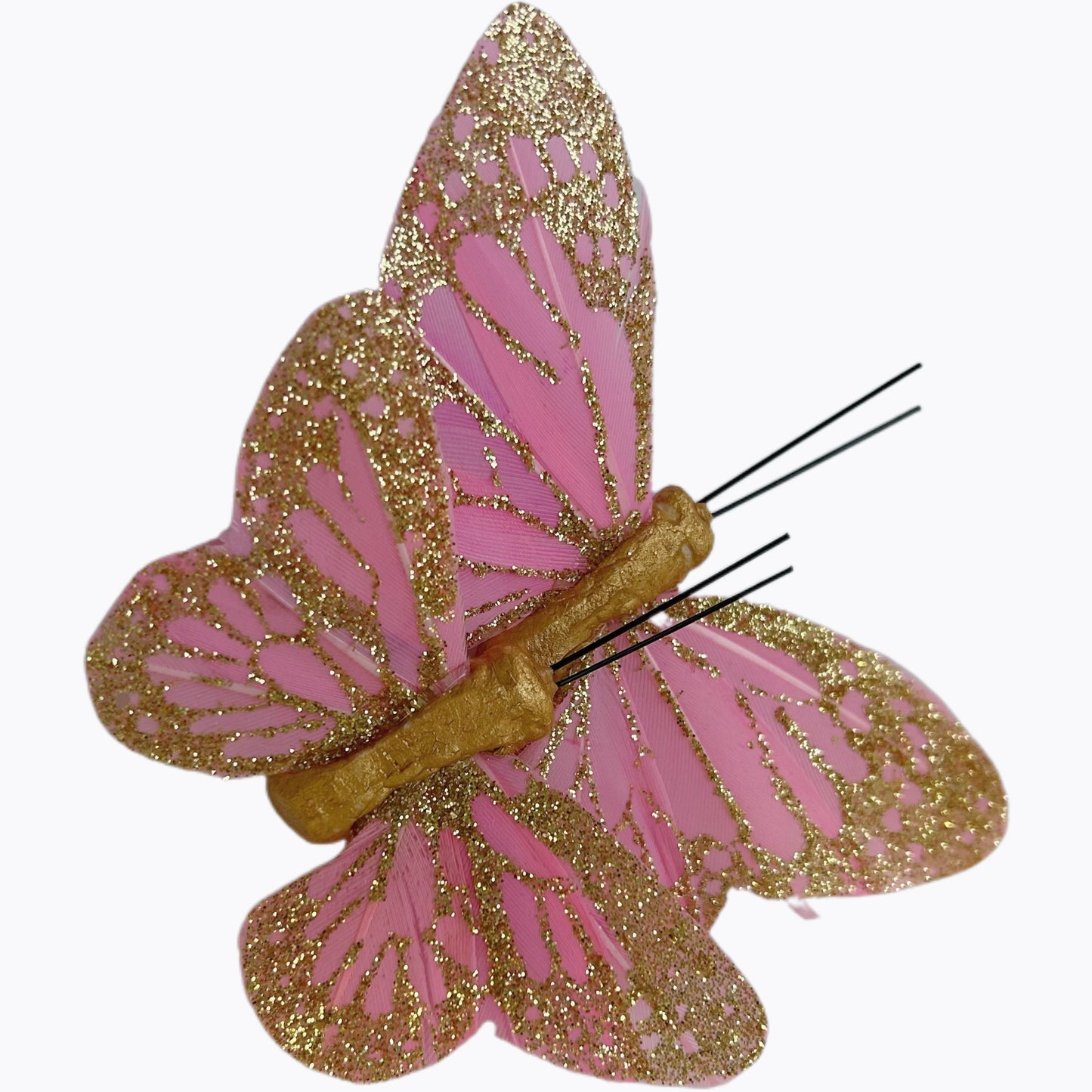 Handmade Glitter Feather Butterflies - Mixed Colors 12 pcs set