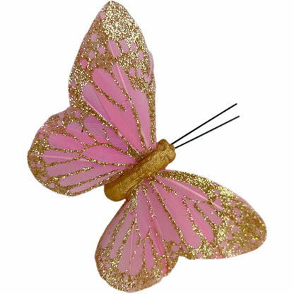 Handmade Glitter Feather Butterflies - Mixed Colors 12 pcs set