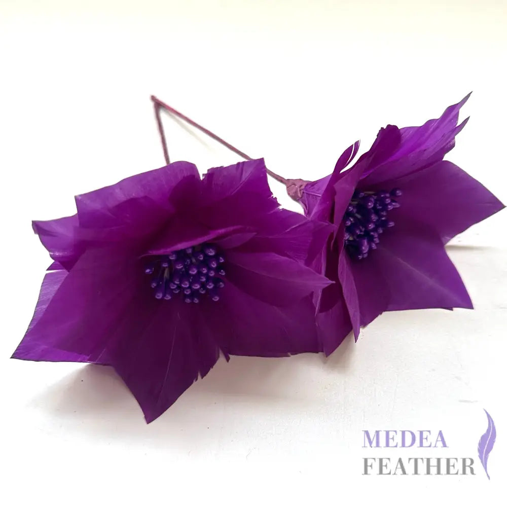 9cm Feather Daisies - Pack of 2 DS250906 #105 bright violet / stamen