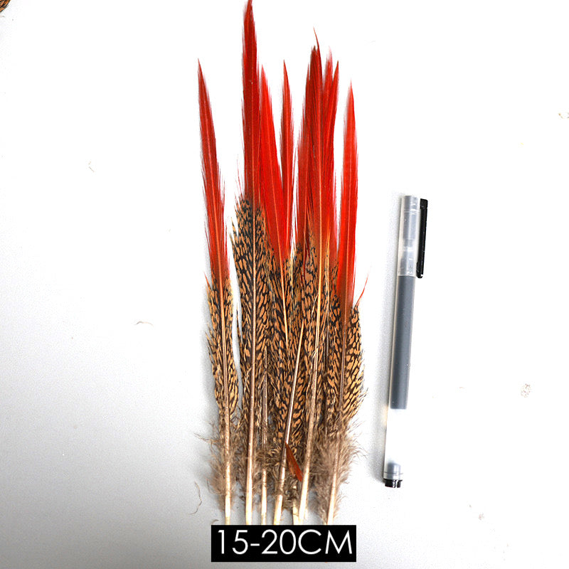 Natural Lady Amherst Pheasant Feathers Red Tip Knife SF023