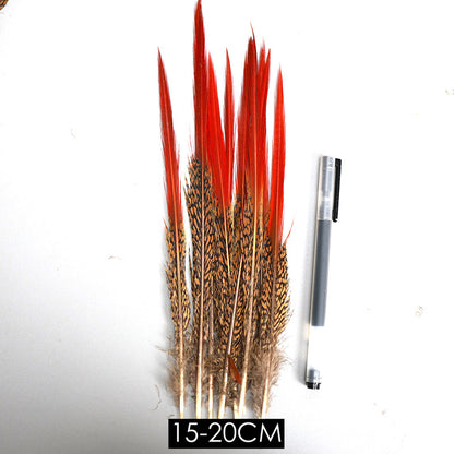 Natural Lady Amherst Pheasant Feathers Red Tip Knife SF023