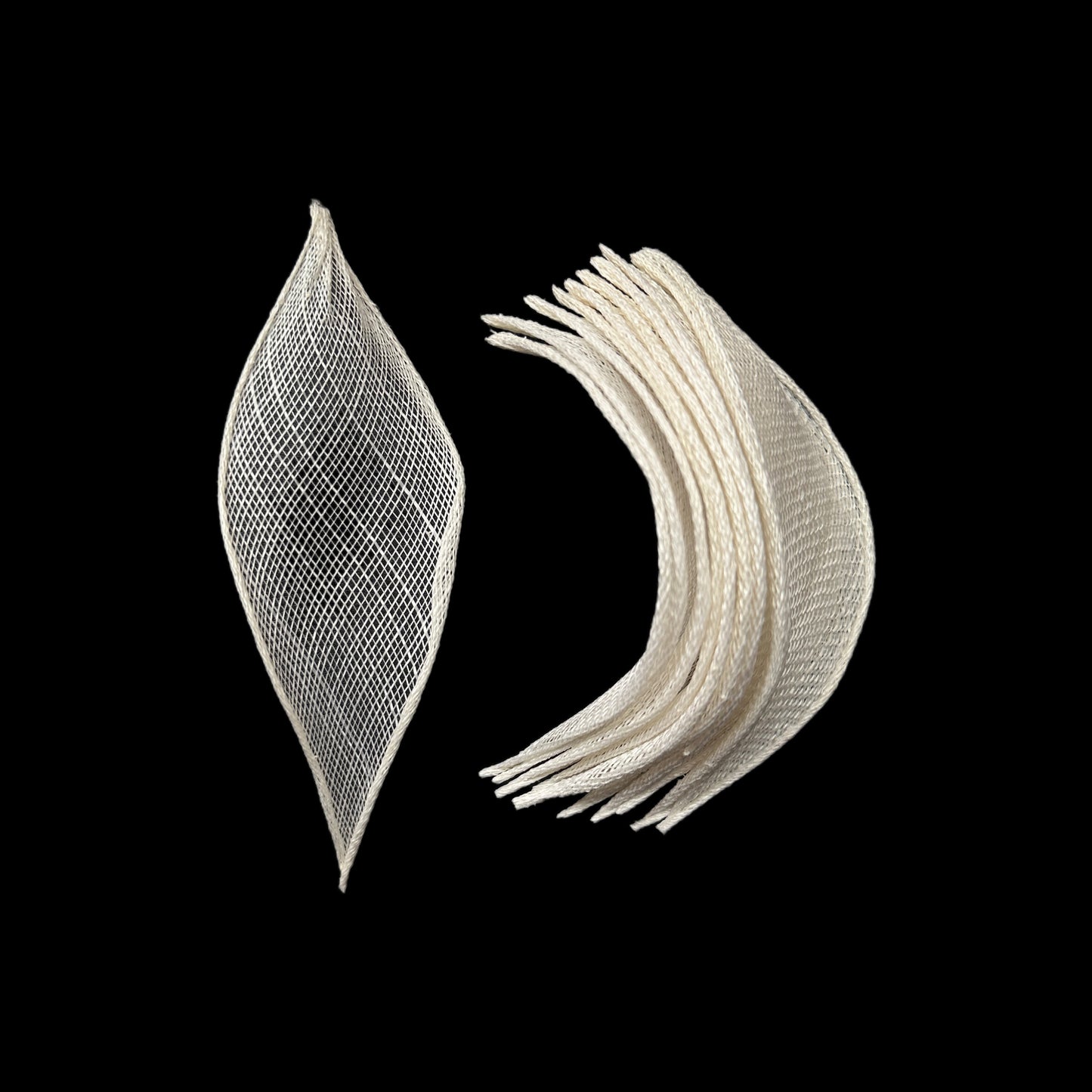 5cm Wide Millinery Ivory Sinamay Leaves-Pack of 5