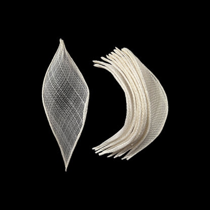 5cm Wide Millinery Ivory Sinamay Leaves-Pack of 5
