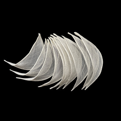 5cm Wide Millinery Ivory Sinamay Leaves-Pack of 5