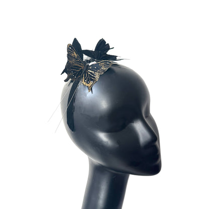 8cm wide Handmade Silver and Gold Feather Butterflies