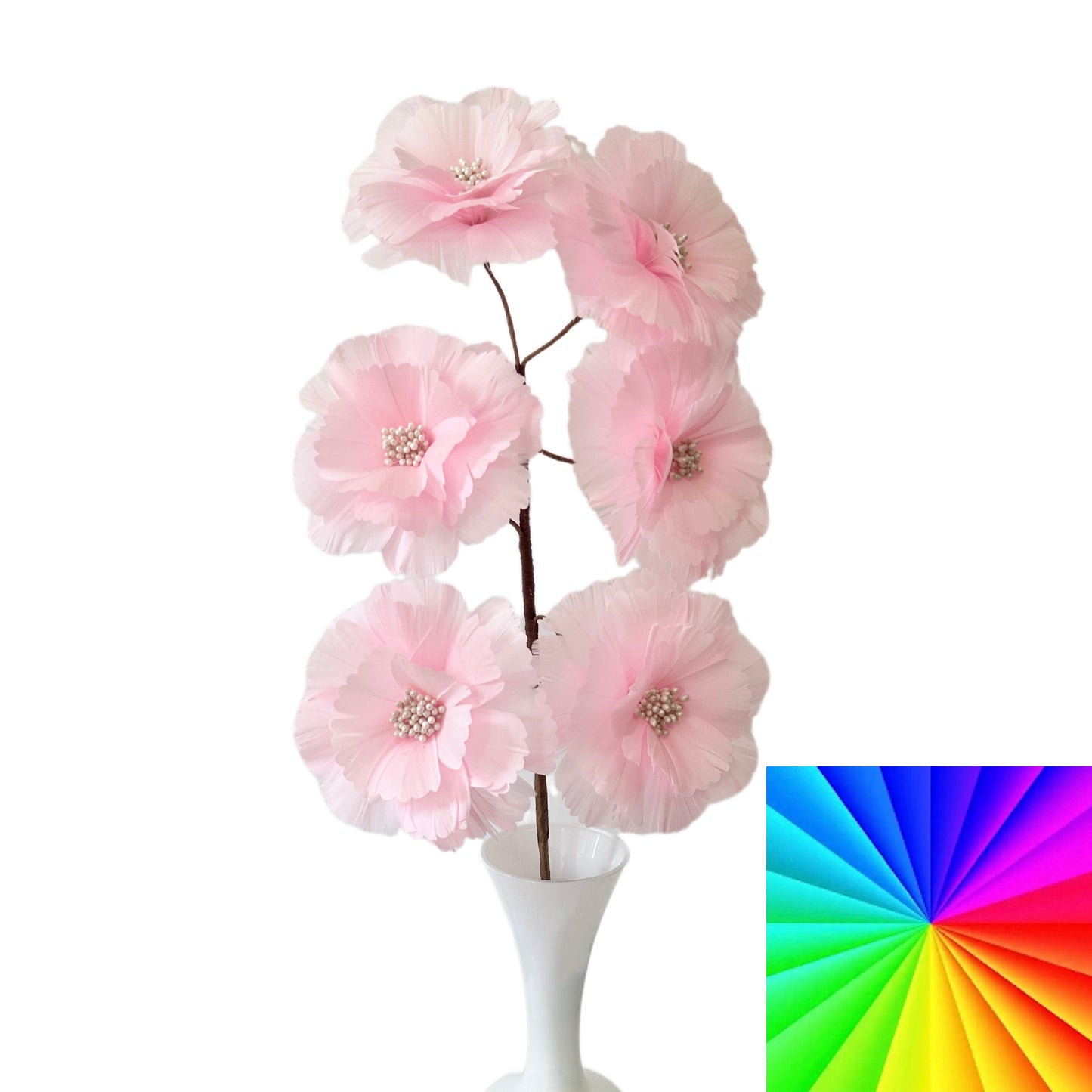 Long-Stemmed Six Feather Flower Round Edge Flower Spray FG260710